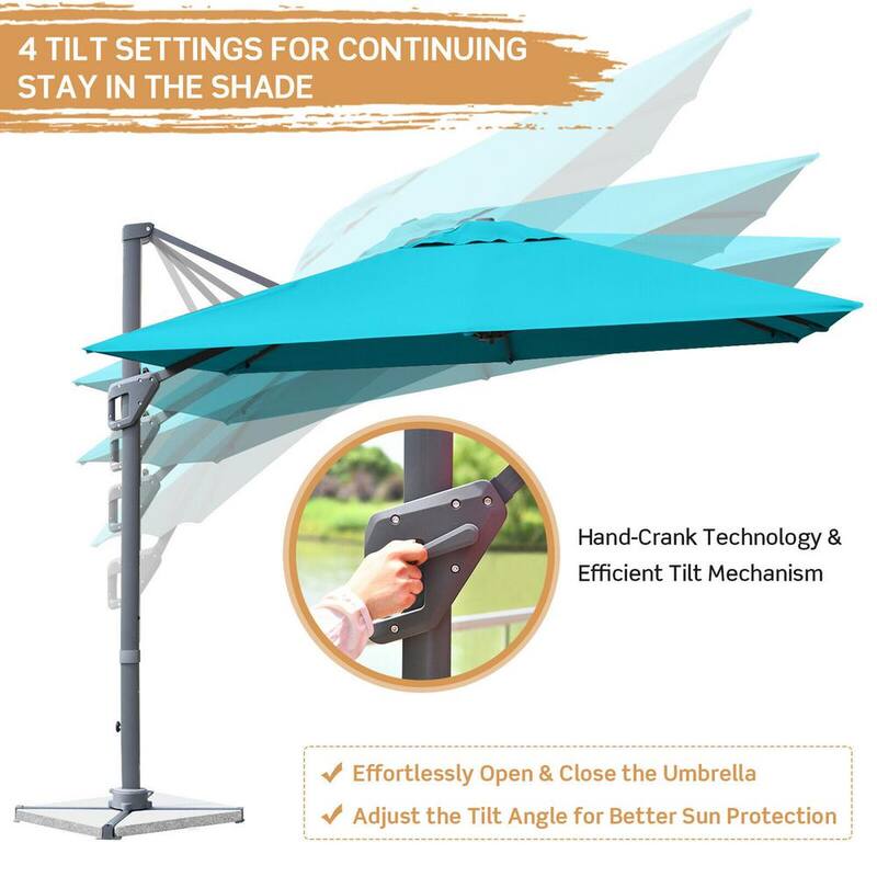 10 ft. Square Offset Patio Umbrella Outdoor Aluminum Cantilever Umbrella in Turquoise