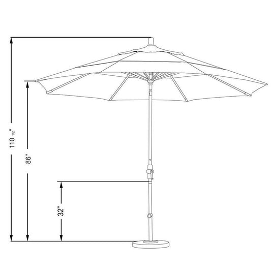 11 ft. Matted White Aluminum Market Collar Tilt DV Patio Umbrella in Navy Blue Pacifica