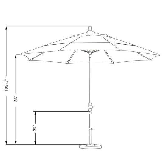 11 ft. Hammertone Grey Aluminum Market Patio Umbrella with Collar Tilt Crank Lift in Taupe Pacifica