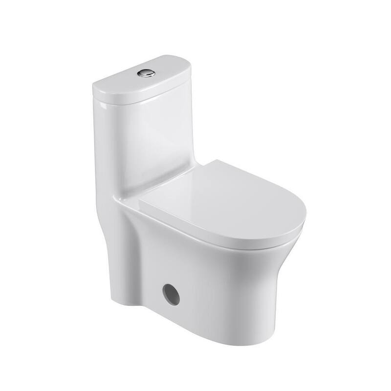 1-Piece 1.1 GPF/1.6 GPF Dual Flush Elongated Toilet in White with Toilet Seat Included