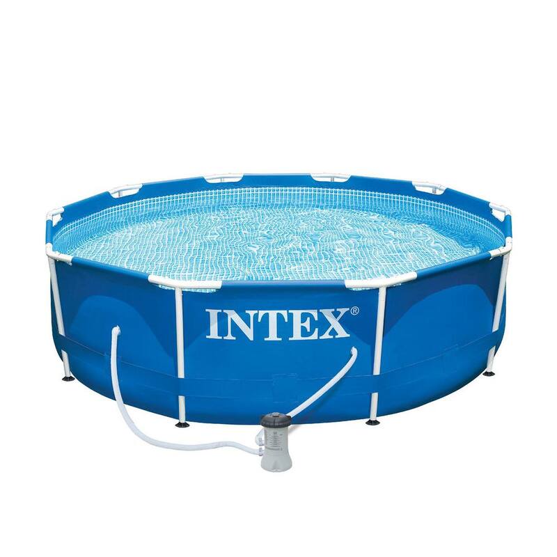 10 ft. Round Metal Frame Swimming Pool with Filter Pump with Pool Cover 2-Pack