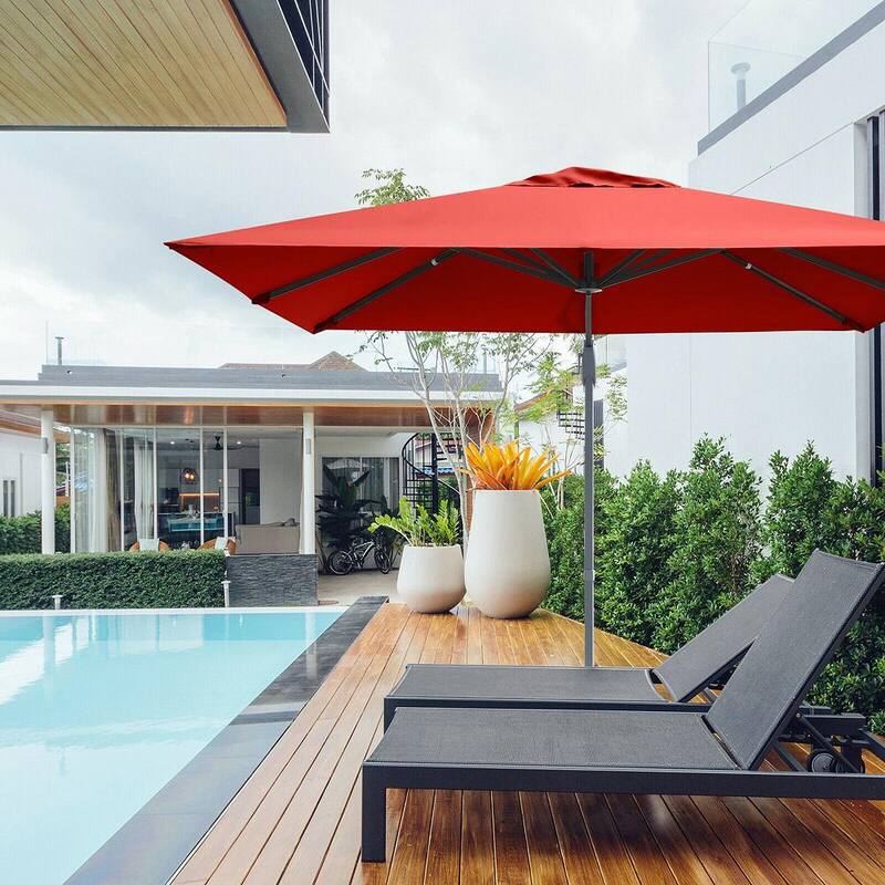 10 ft. Square Offset Patio Umbrella Outdoor Aluminum Cantilever Umbrella in Orange