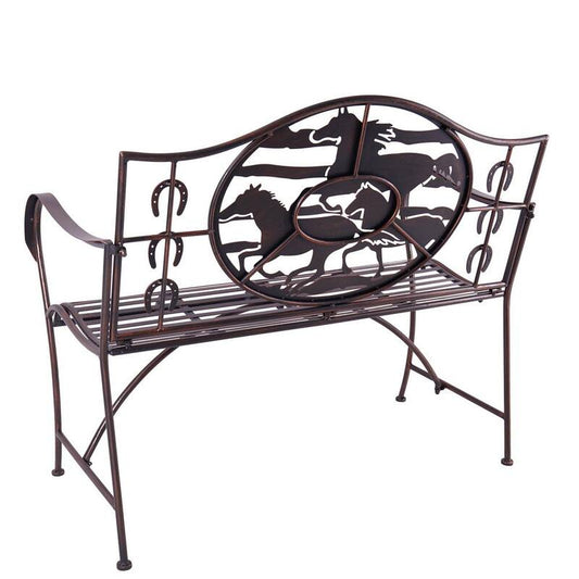 Wild Horses 43 in. Distressed Bronze Metal Outdoor Garden Bench