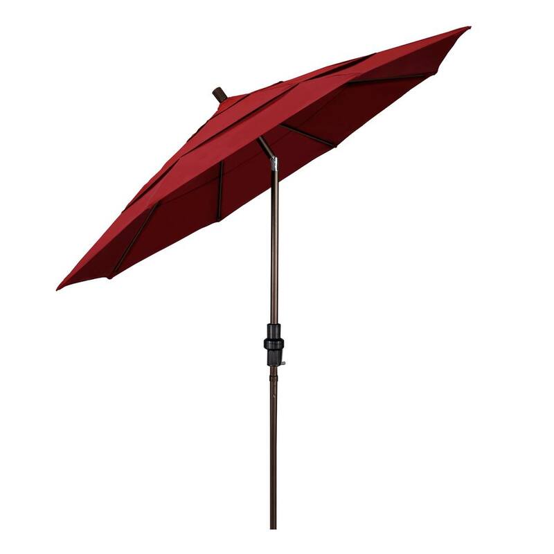 11 ft. Fiberglass Collar Tilt Double Vented Patio Umbrella in Red Pacifica