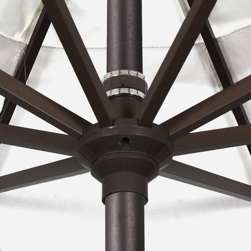 11 ft. Bronze Aluminum Market Auto Tilt Patio Umbrella in Mocha Pacifica