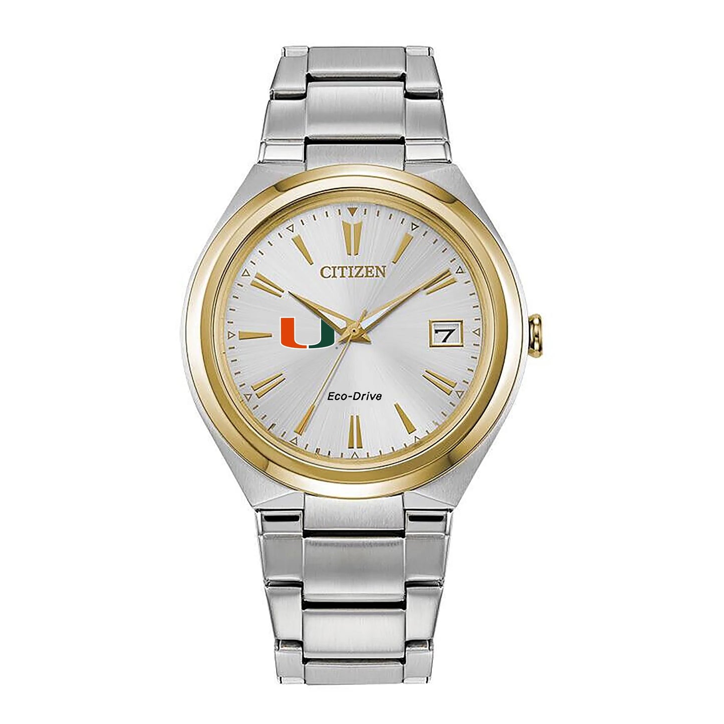 Women's Silver/Gold Miami Hurricanes Citizen Eco-Drive Two-Tone Watch