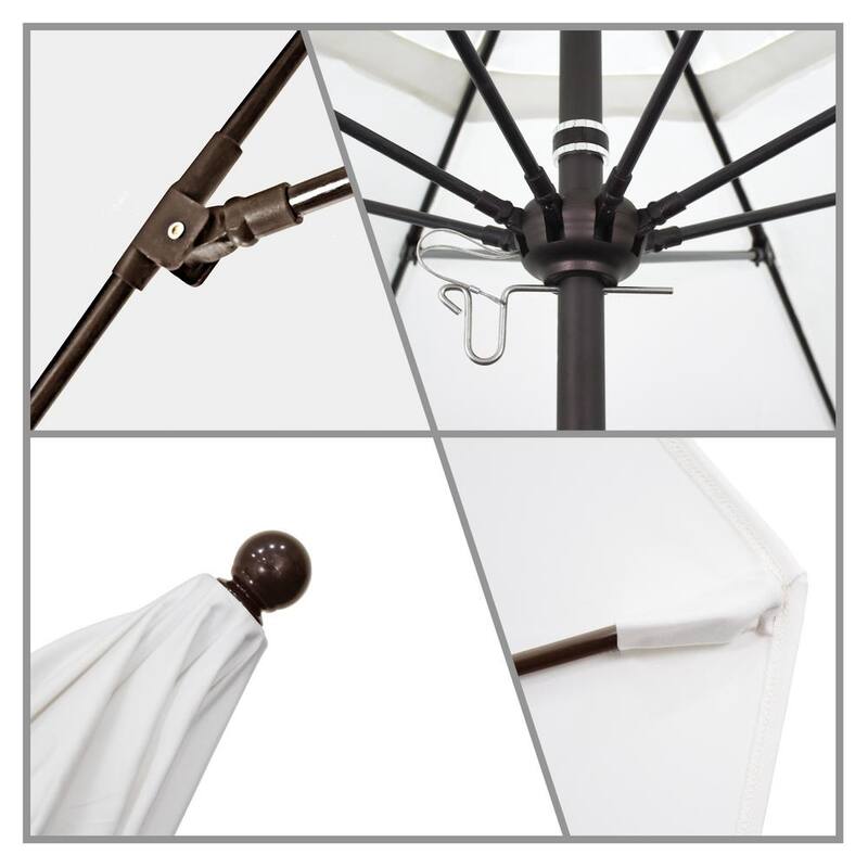 11 ft. Bronze Aluminum Commercial Market Patio Umbrella with Fiberglass Ribs and Pulley Lift in Beige Pacifica