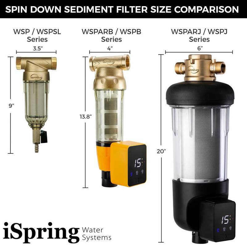 WSP50ARJ Spin-Down Sediment Water Filter Jumbo Size Large Capacity Reusable with Touch-Screen Auto Flushing Module