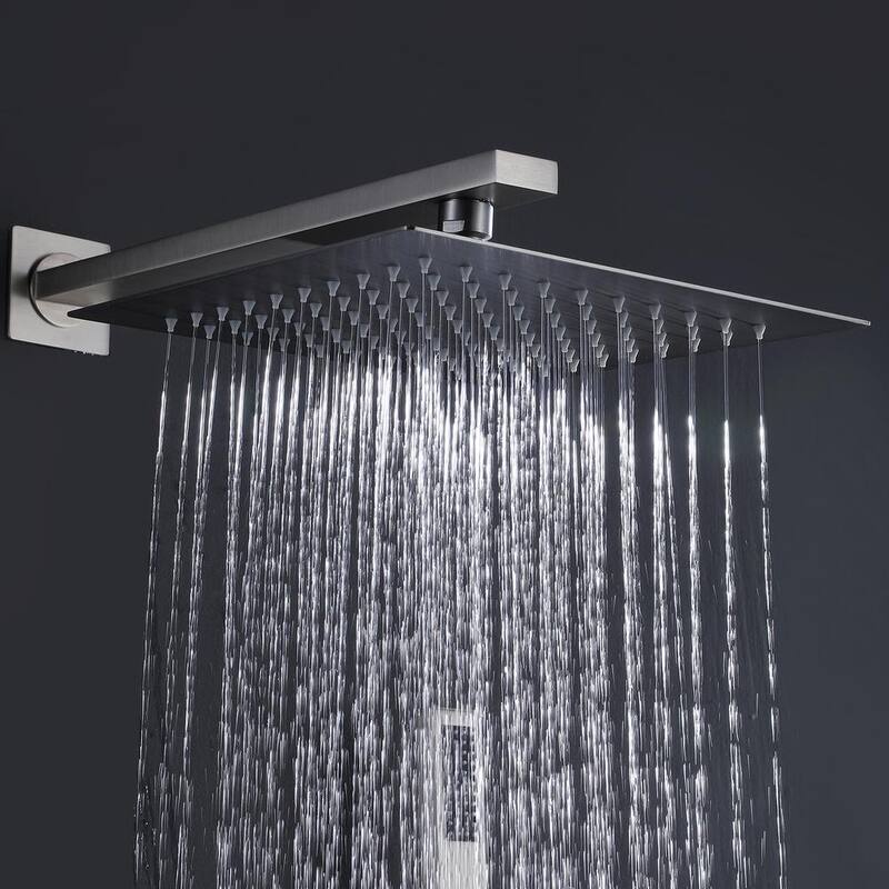 1-Spray Patterns with 1.5 GPM 10 in. Wall Mount Rain Dual Shower Heads in Brushed Nickel