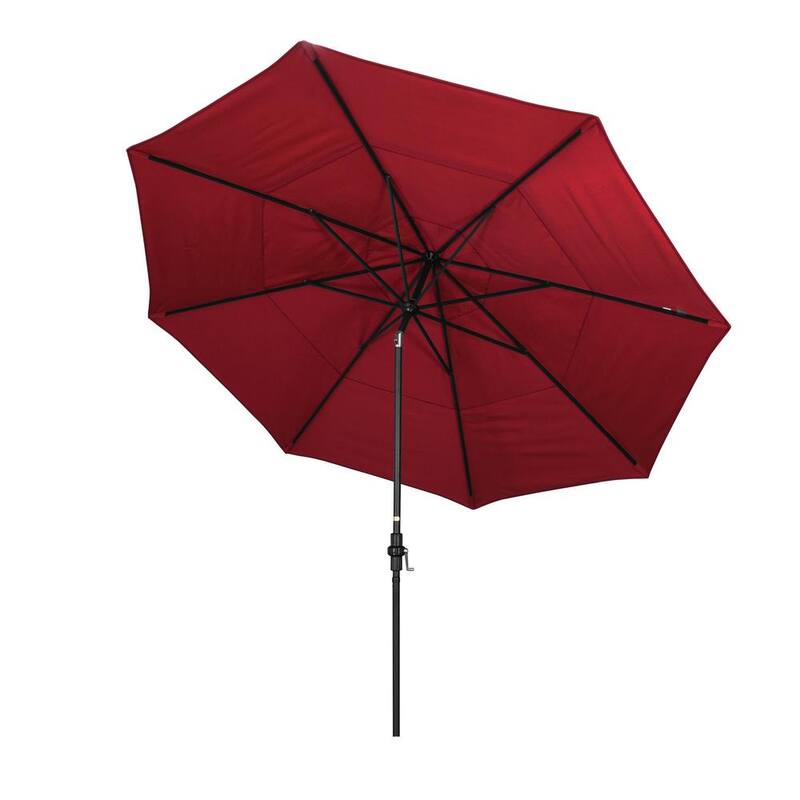 11 ft. Aluminum Collar Tilt Double Vented Patio Umbrella in Red Pacifica