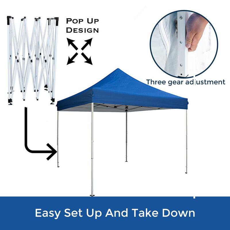 10 ft. x 10 ft. Blue Commercial Pop Up Canopy Tent Waterproof UV Protection