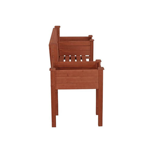 Wooden Medium Brown Patio Planter Bench