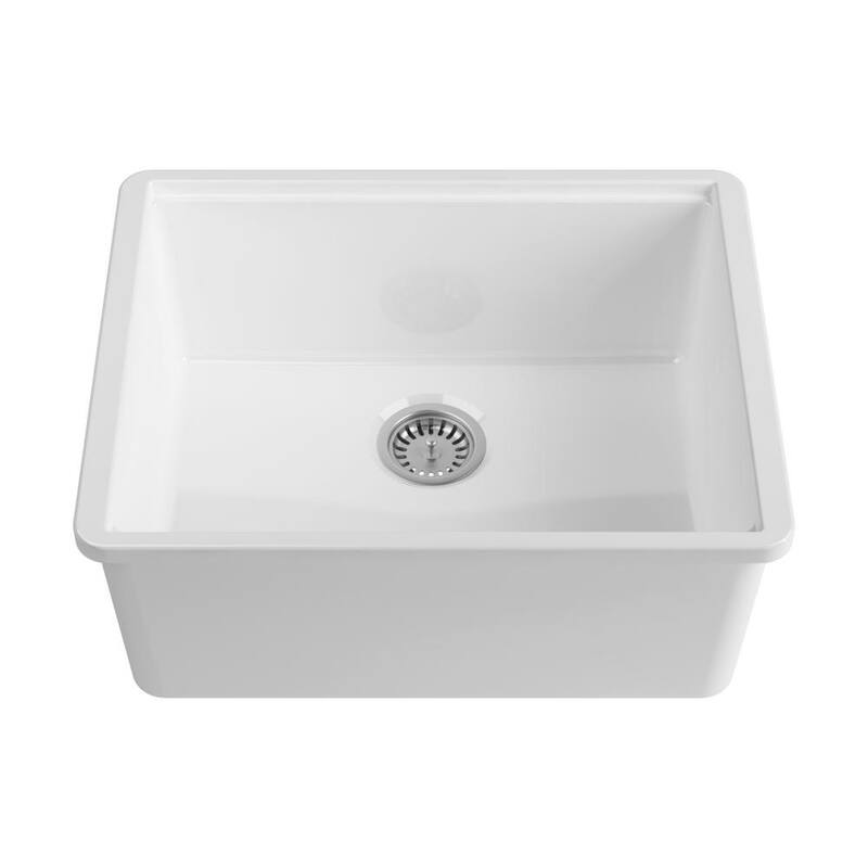 Yorkshire Fireclay White 24 in. Single Bowl Undermount Kitchen Sink with Strainer