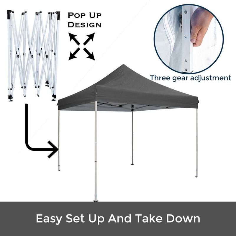 10 ft. x 10 ft. Gray Commercial Pop Up Canopy Tent Waterproof UV Protection