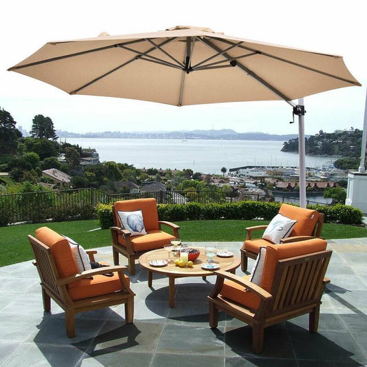 11 ft. 360 Rotation Aluminum Cantilever Tilt Patio Offset Umbrella in Beige