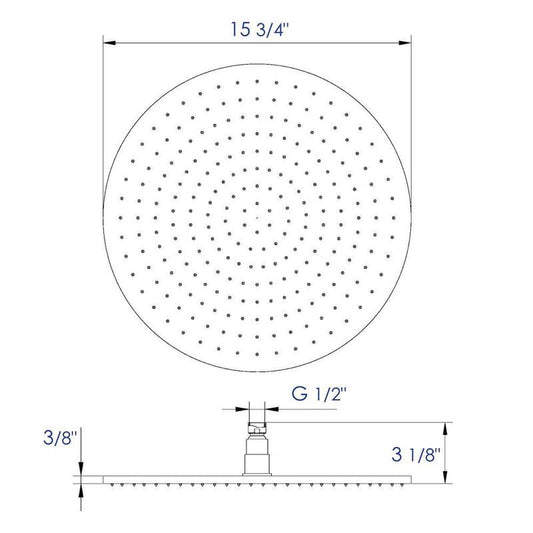 1-Spray 16 in. Single Ceiling Mount Fixed Rain Shower Head in Polished Chrome