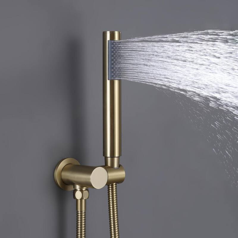 1-Spray Patterns with 1.5 GPM 10 in. Wall Mount Rain Dual Shower Heads in Brushed Gold