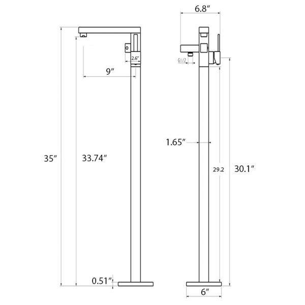 1-Handle Freestanding Floor Mount Tub Faucet Bathtub Filler with Hand Shower in Brush Nickel