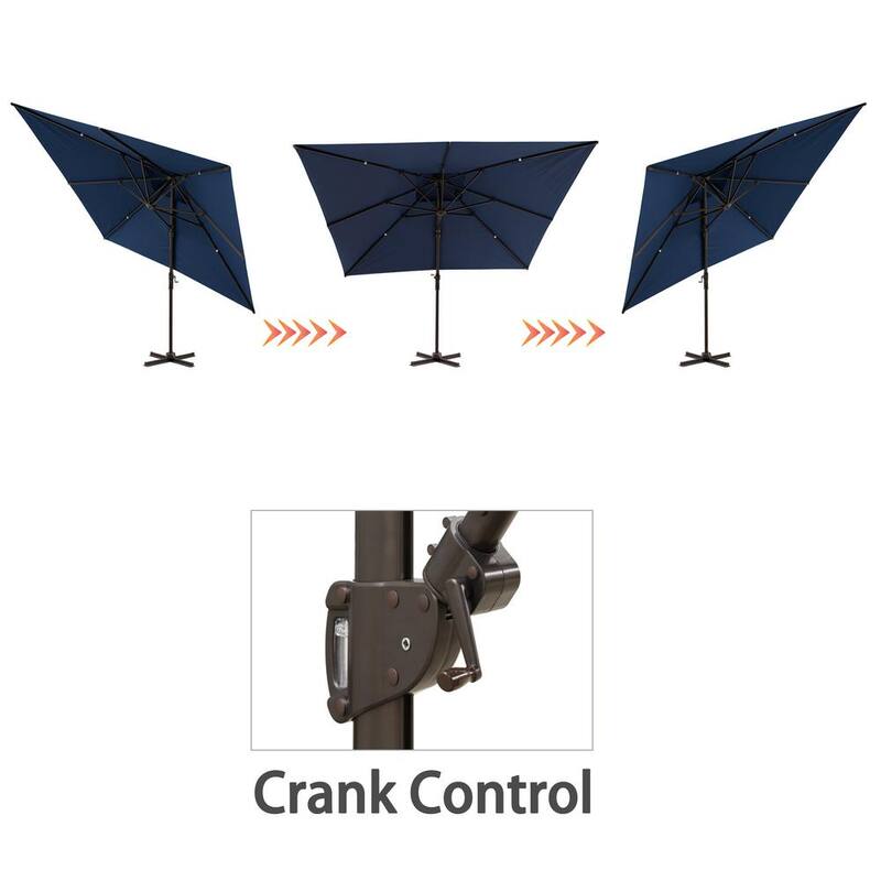 10 ft. Aluminum Cantilever Tilt Patio Umbrella in Navy Blue