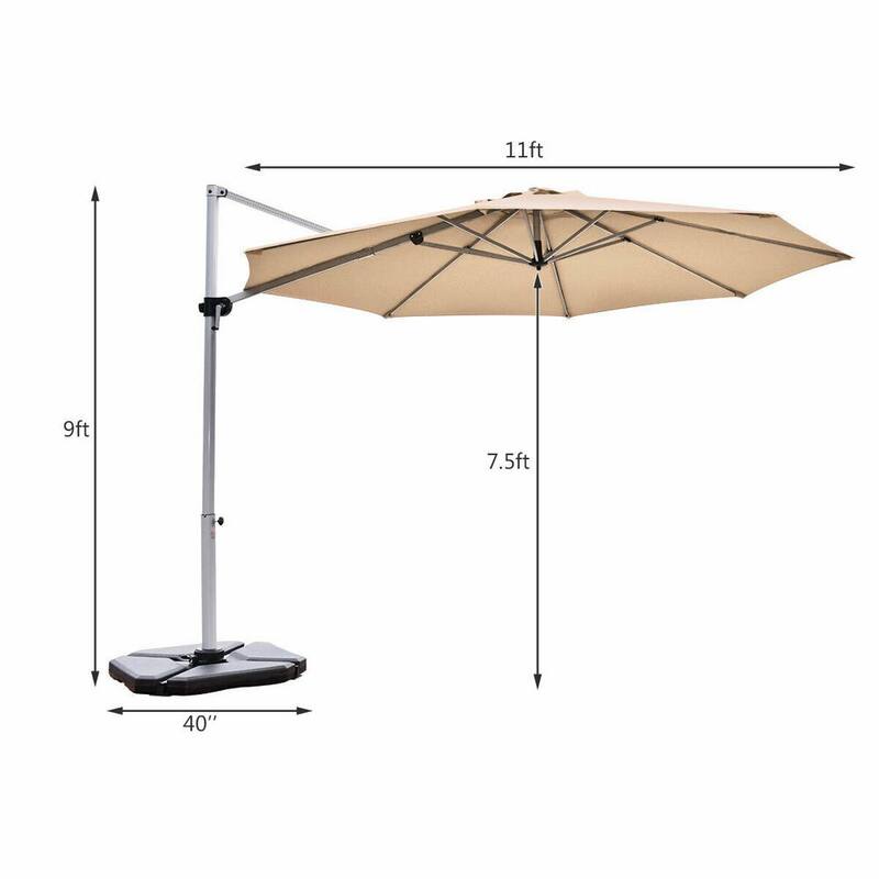 11 ft. 360 Rotation Aluminum Cantilever Tilt Patio Offset Umbrella in Beige