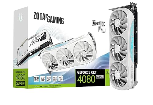 ZOTAC Gaming GeForce RTX 4080 Super Trinity OC White Edition DLSS 3 16GB GDDR6X 256-bit 23 Gbps PCIE 4.0 Gaming Graphics Card IceStorm 2.0 Advanced Cooling Spectra RGB Lighting ZT-D40820Q-10P