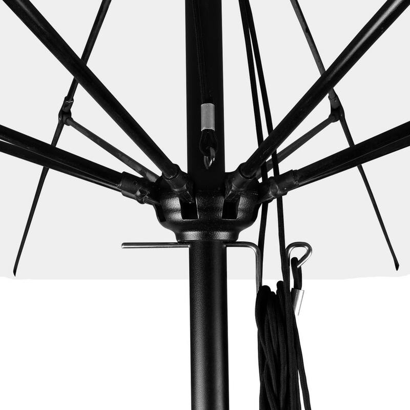 11 ft. Black Aluminum Commercial Market Patio Umbrella with Fiberglass Ribs and Pulley Lift in Lemon Olefin