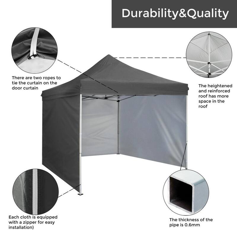 10 ft. x 10 ft. Gray Commercial Pop Up Canopy Tent Waterproof UV Protection