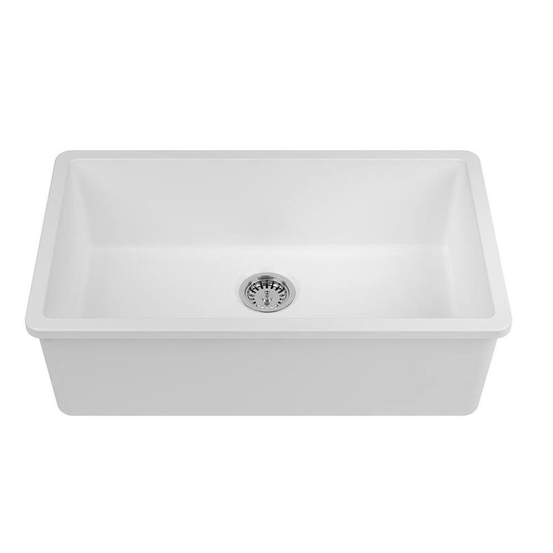 Yorkshire Fireclay White 24 in. Single Bowl Undermount Kitchen Sink with Strainer