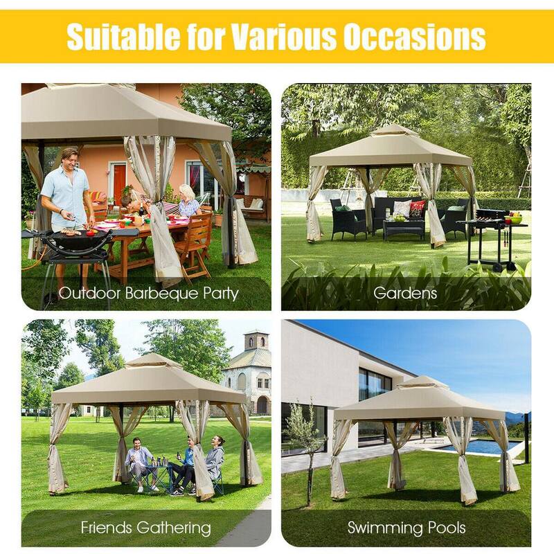 10 ft. x 10 ft. Outdoor 2-Tier Screw-Free Structure Shelter Gazebo Canopy