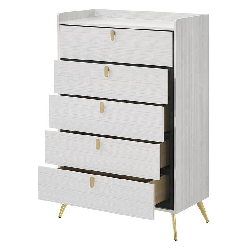 Zeena 5-Drawers White Chest of Drawers 50 in. H x 16 in. W x 32 in. D