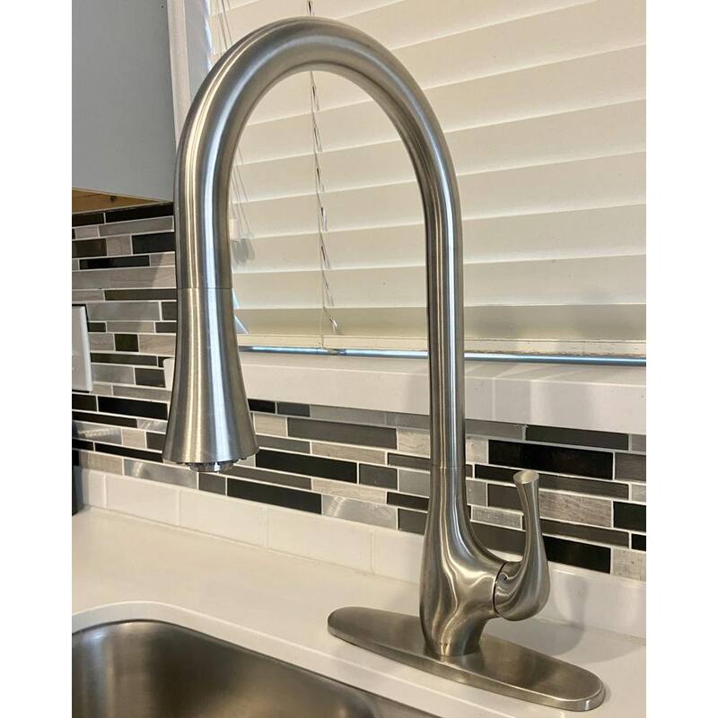 Yasawa 1-Handle Stainless Steel Pull Down Sprayer Kitchen Faucet in Brushed Stainless