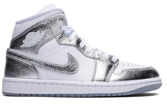 Women's Air Jordan 1 Mid SE White/Metallic Silver FN5031 100 - 11