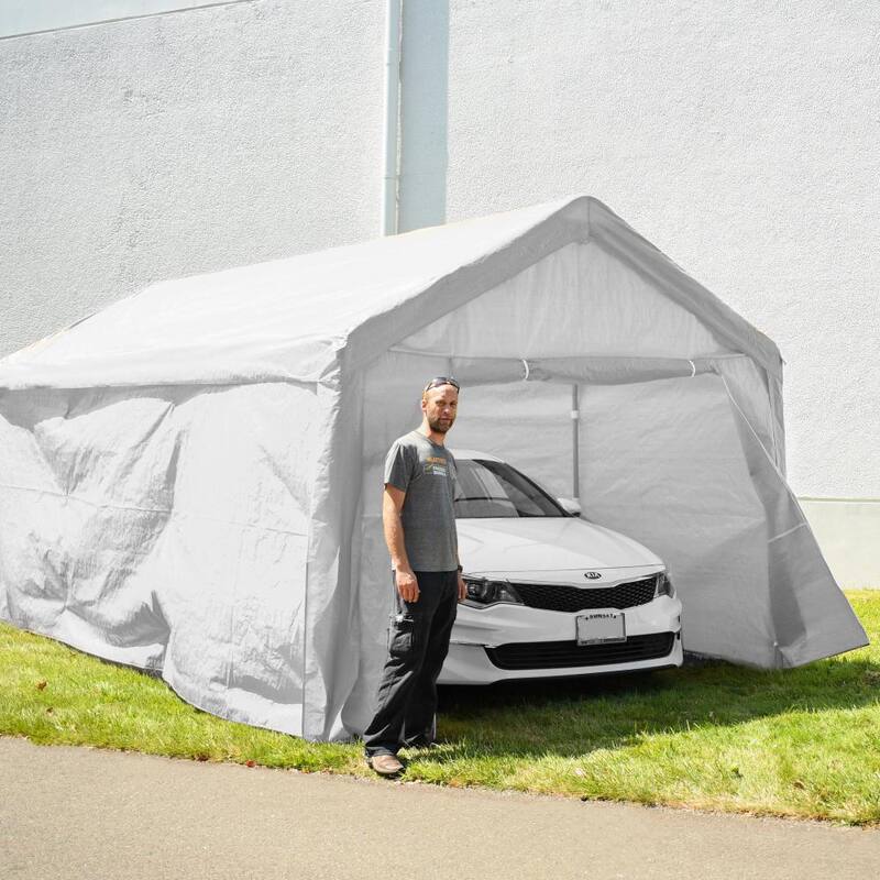 10 ft. x 20 ft. x 8.6 ft. White Roof PVC Carport