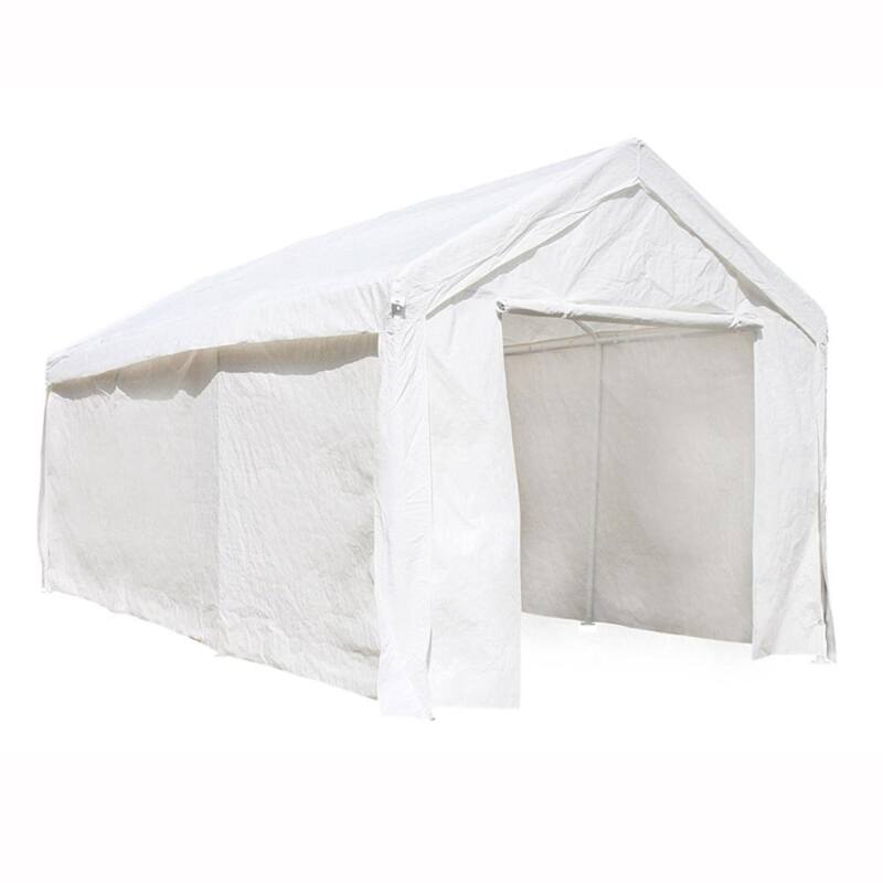 10 ft. x 20 ft. x 8.6 ft. White Roof PVC Carport