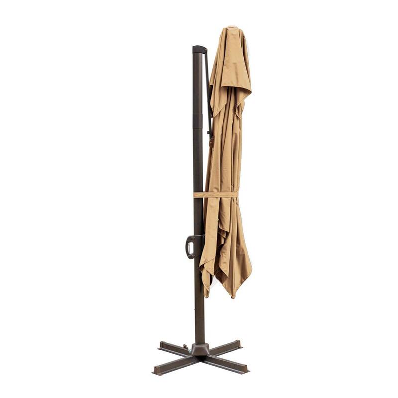 10ft. Double Top Aluminum Cantilever Tilt Patio Umbrella in Tan