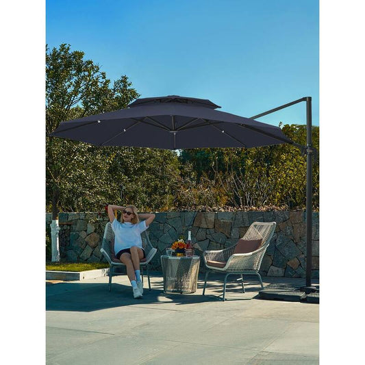 11 ft. Round Cantilever Tilt Patio Umbrella With Crank in Navy