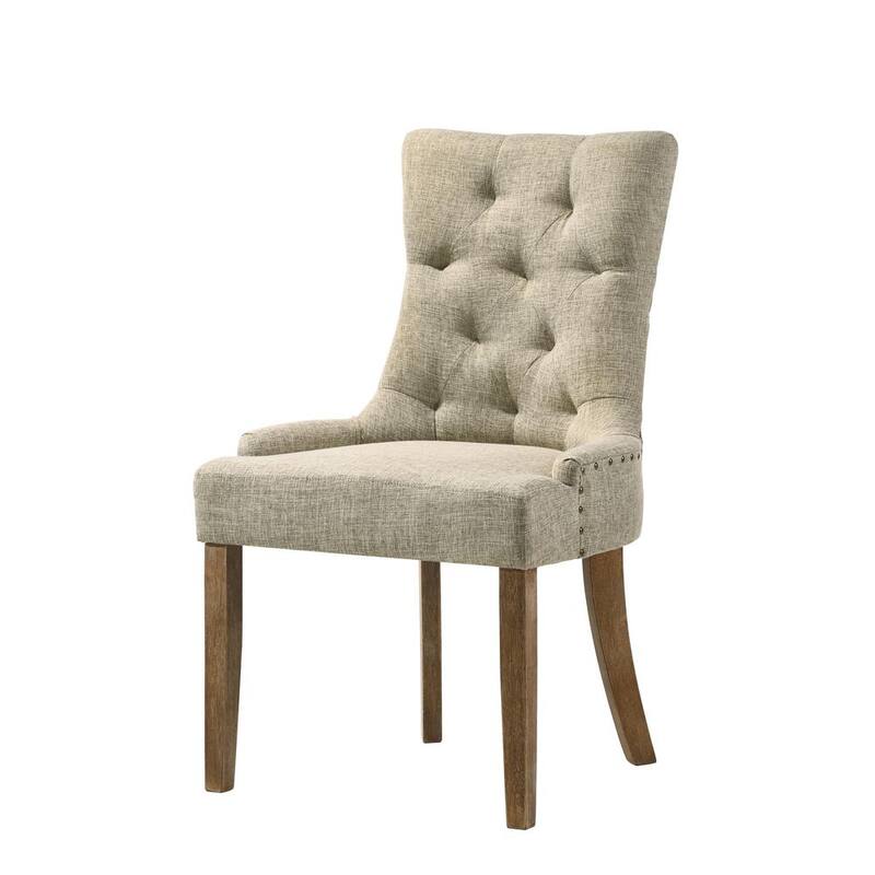 Yotam Side Chair in Beige Fabric Salvaged Oak Finish