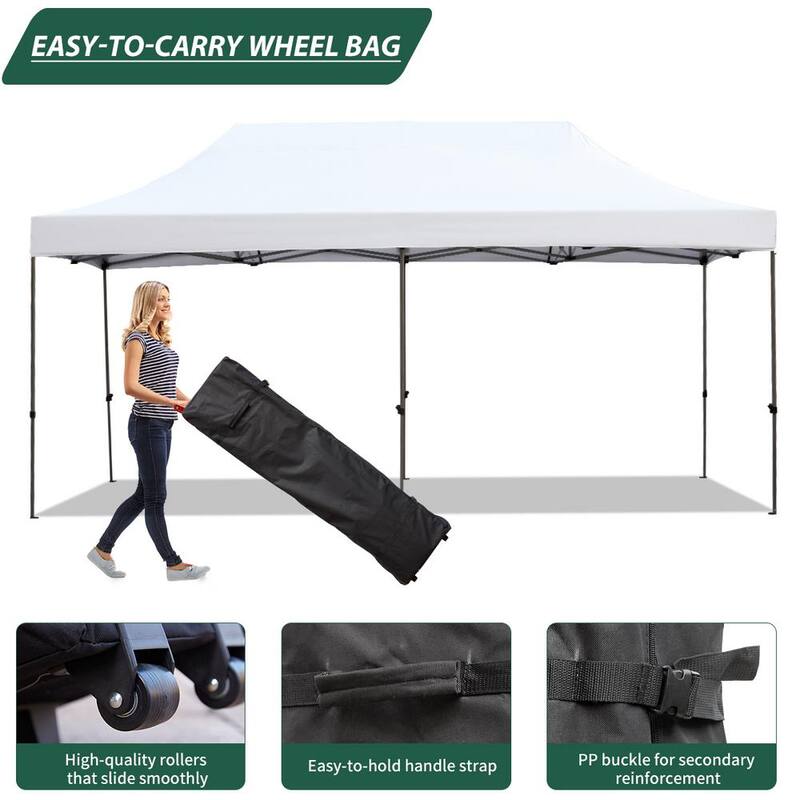 10 ft. x 20 ft. White Pop Up Canopy Tent Instant Outdoor Canopy with Roller Bag for Festival Event