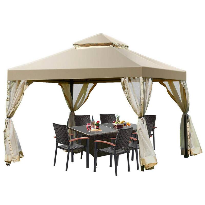 10 ft. x 10 ft. Outdoor 2-Tier Screw-Free Structure Shelter Gazebo Canopy