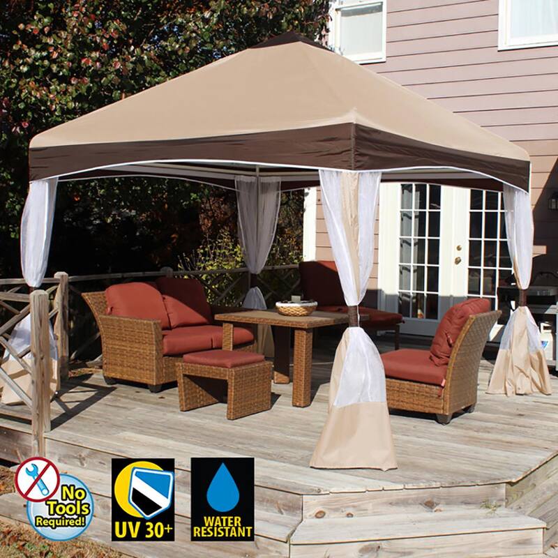 10 ft. x 10 ft. Garden Party Canopy with Caramel Creme Cover