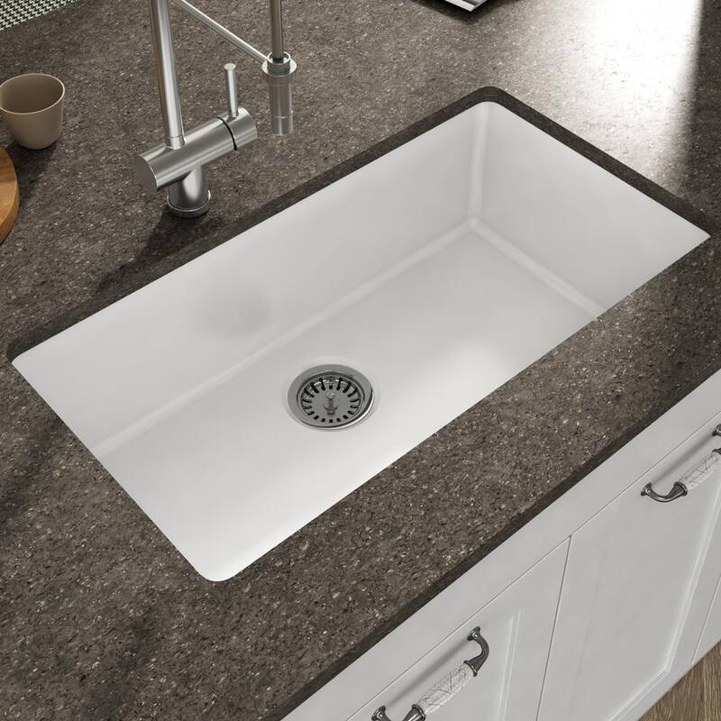 Yorkshire Fireclay White 24 in. Single Bowl Undermount Kitchen Sink with Strainer