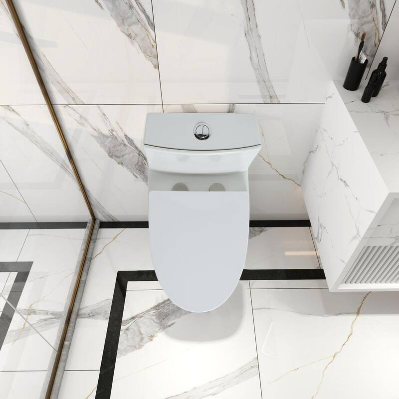 1-piece 1.1/1.6 GPF Dual Flush Elongated Toilet in. White Seat Included