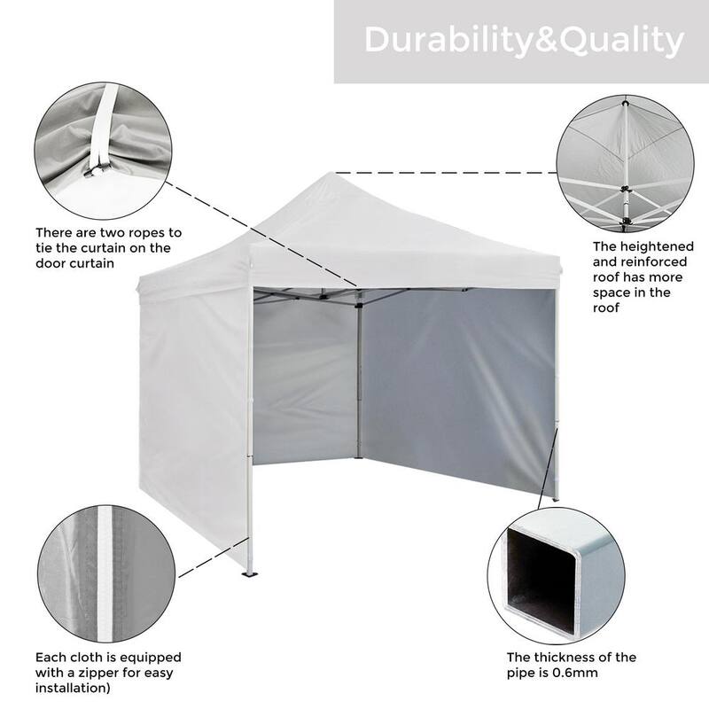 10 ft. x 10 ft. White Commercial Pop Up Canopy Tent Waterproof UV Protection