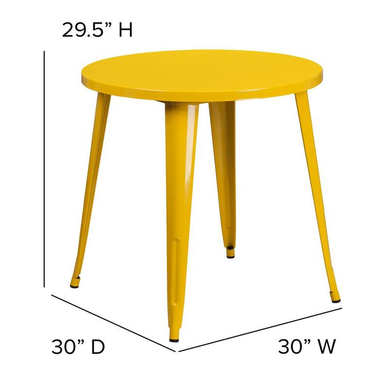 Yellow Round Metal Outdoor Bistro Table