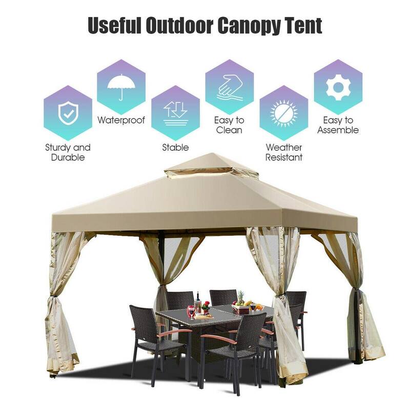 10 ft. x 10 ft. Outdoor 2-Tier Screw-Free Structure Shelter Gazebo Canopy