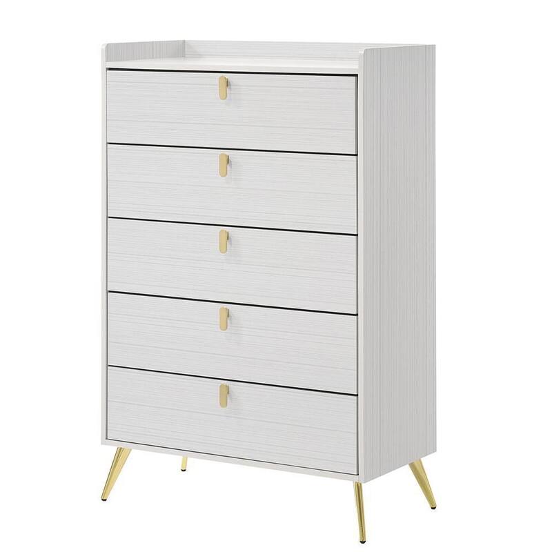 Zeena 5-Drawers White Chest of Drawers 50 in. H x 16 in. W x 32 in. D