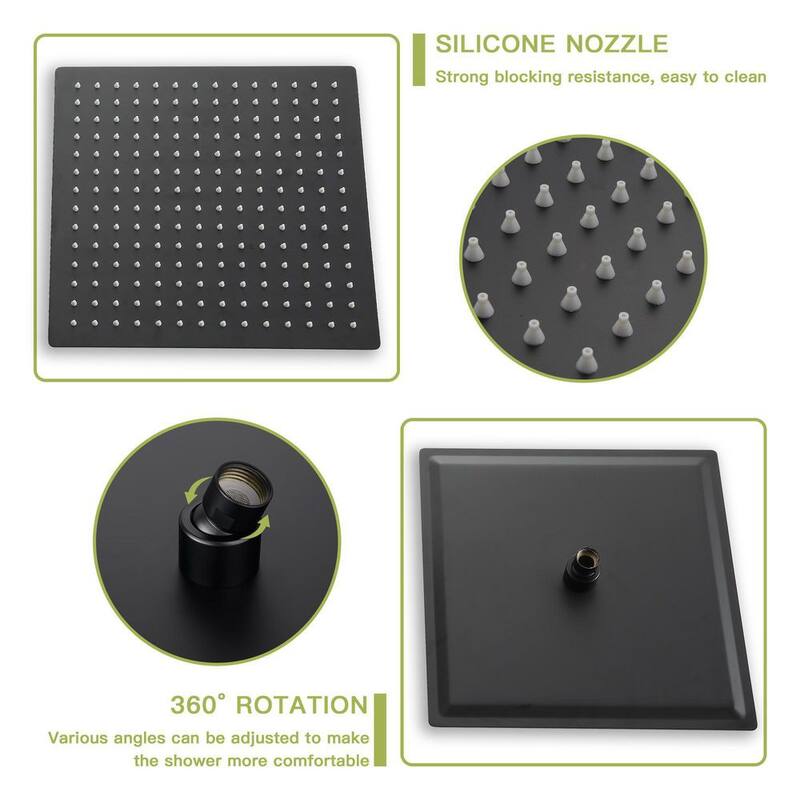 1-Spray Patterns with 1.8 GPM 12 in. Wall Mount Dual Shower Heads with Hand Shower Faucet in Matte Black