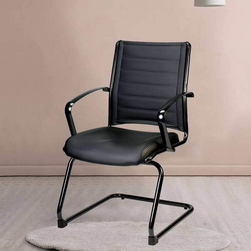 Zabrina Black Leather Guest Side Chair