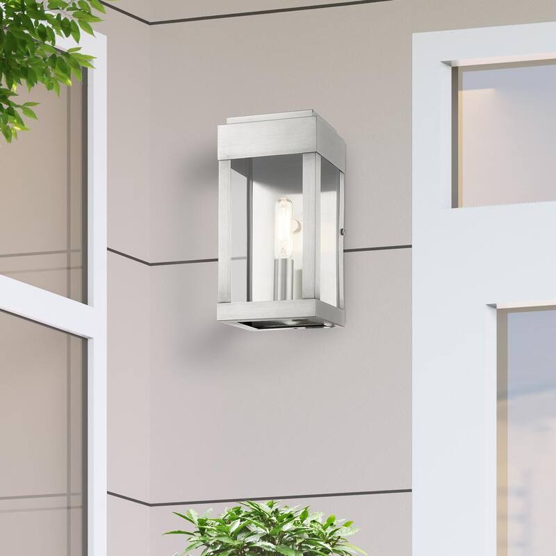 York 1 Light Brushed Nickel Outdoor ADA Wall Sconce