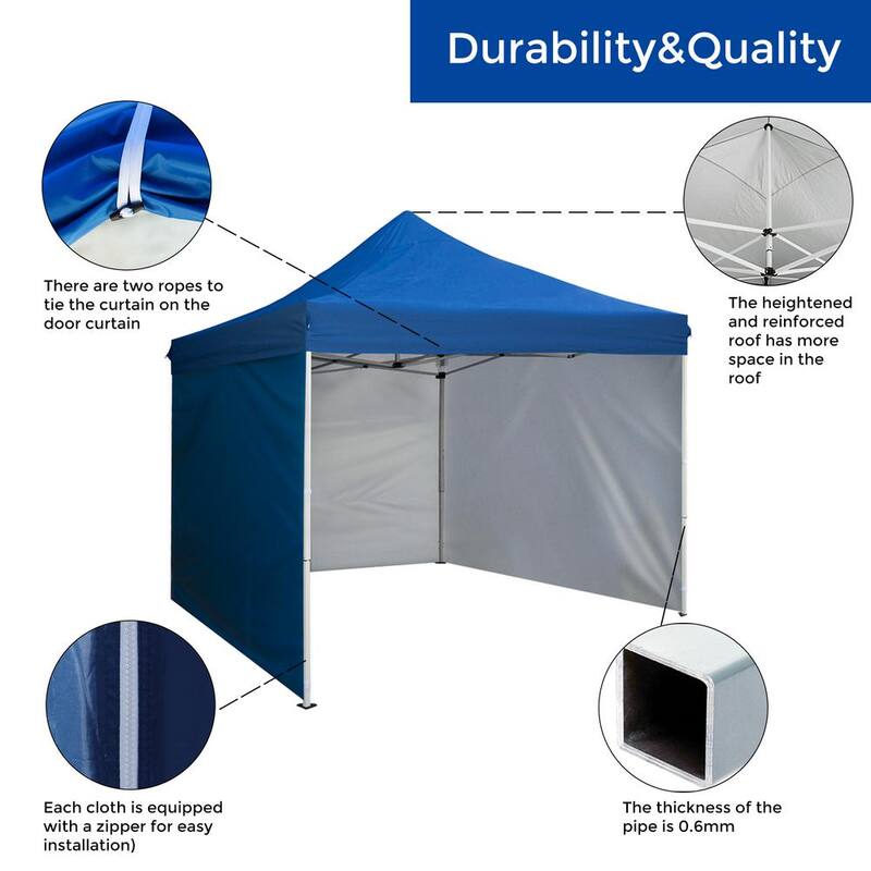 10 ft. x 10 ft. Blue Commercial Pop Up Canopy Tent Waterproof UV Protection